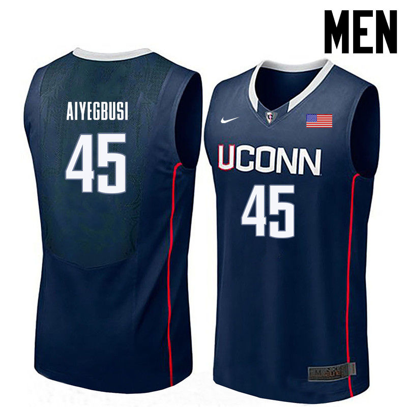 Men Uconn Huskies #45 Omotayo Aiyegbusi College Basketball Jerseys-Navy